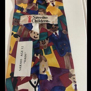 Save The Children Men's Tie Sarah Age 12 DADS Silk Neckwear 56" Teacher Costume